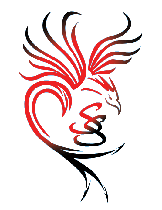 Crimson Embers, the red and black phoenix mascot of Scout Society